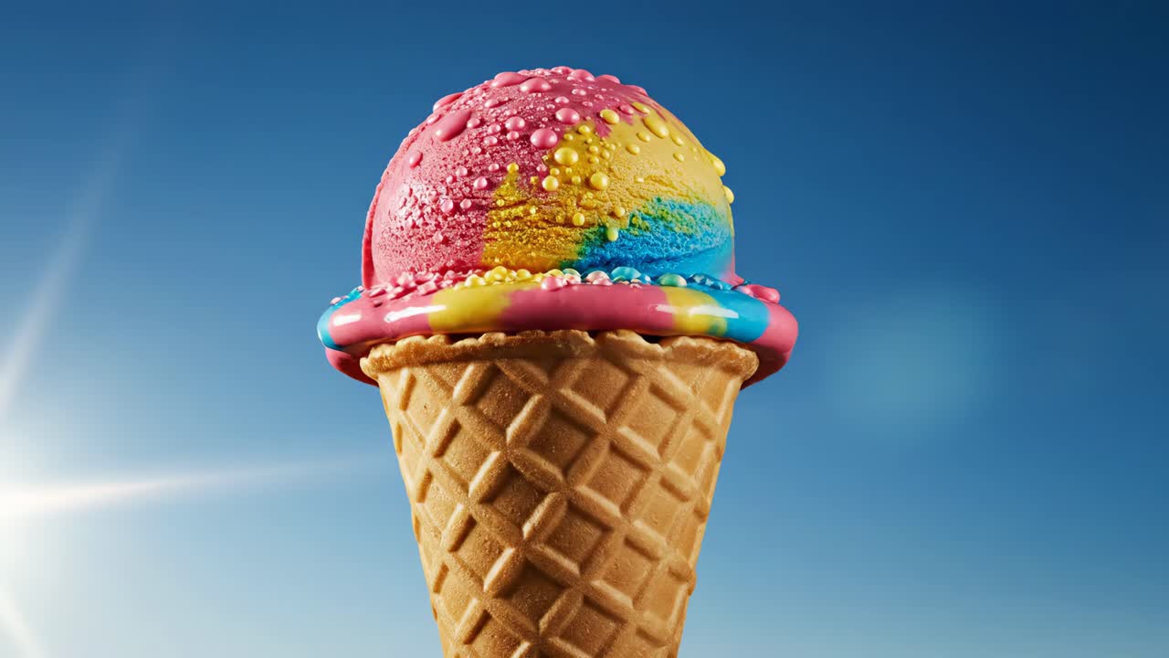 Colorful Melting Ice Cream Cone