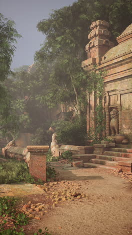 ancient cambodian temple shrouded in jungle mist