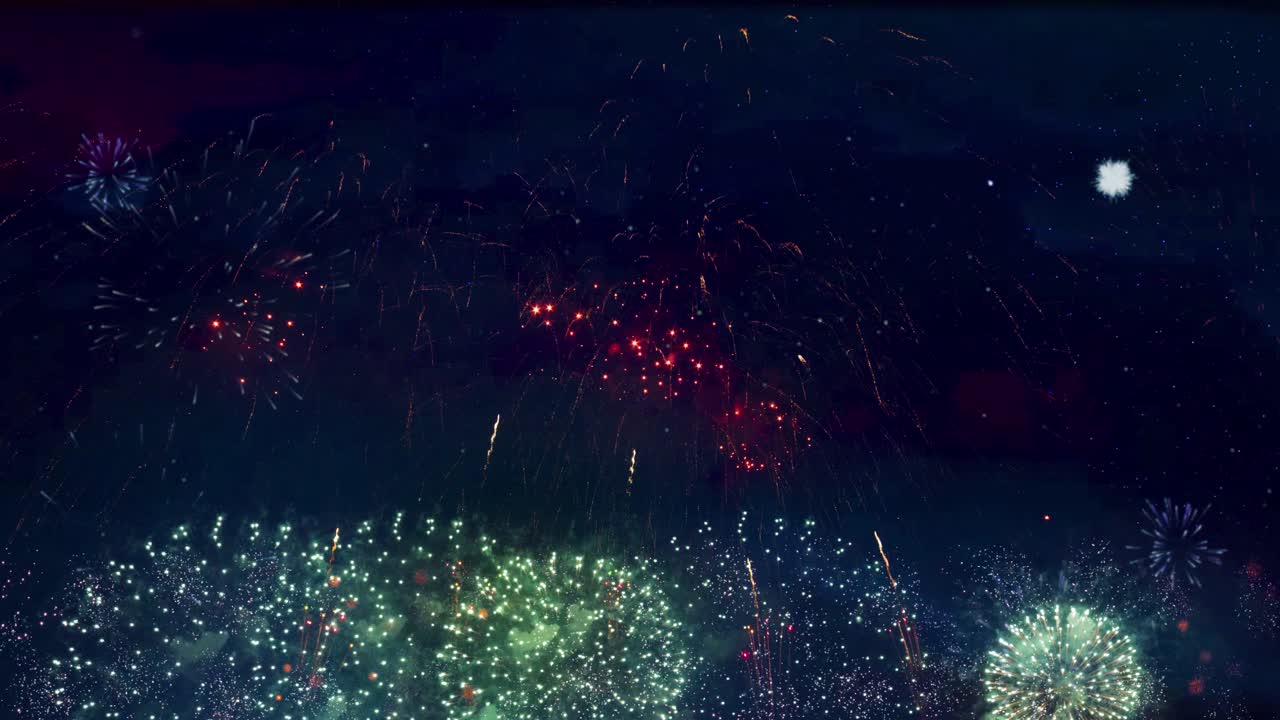 새해 전날 불꽃놀이 4K 기념, 실제 불꽃놀이 배경 추상적인 황금빛 루프