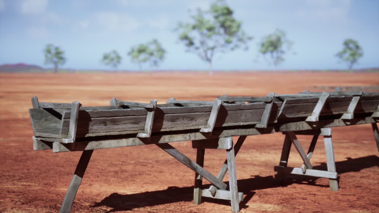 viejo acueducto de madera tradicional en la sabana