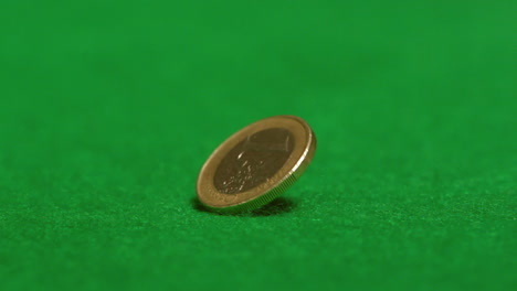 euro coin spinning on casino table