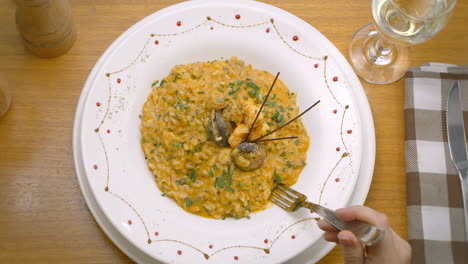 risotto con almejas y gambas, mediterráneo