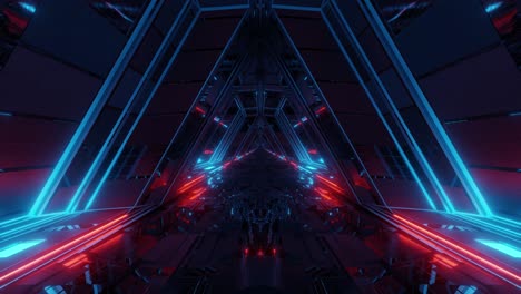 futuristic sci-fi space war ship hangar tunnel corridor with reflective glass windows 3d illustration motion background live wallpaper club visuals vj loops