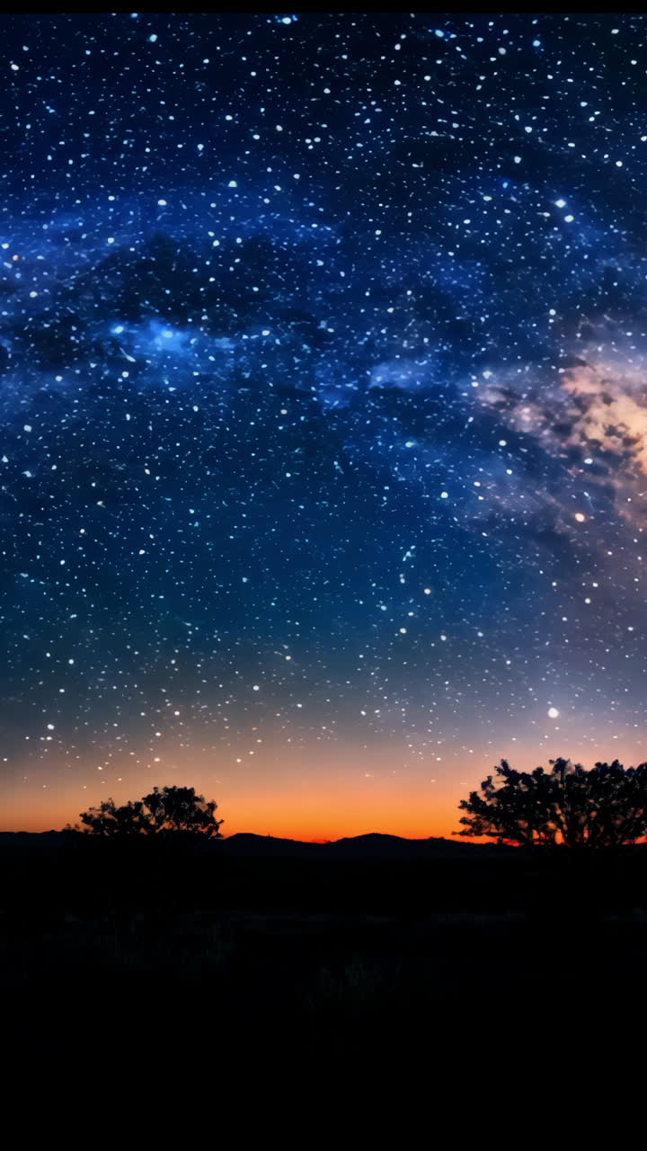 A beautiful night sky with a large, glowing moon and a few stars. The sky is dark and the stars are scattered throughout