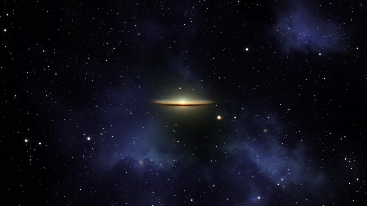 우주에서 은하계를 향해 날아가는 모습