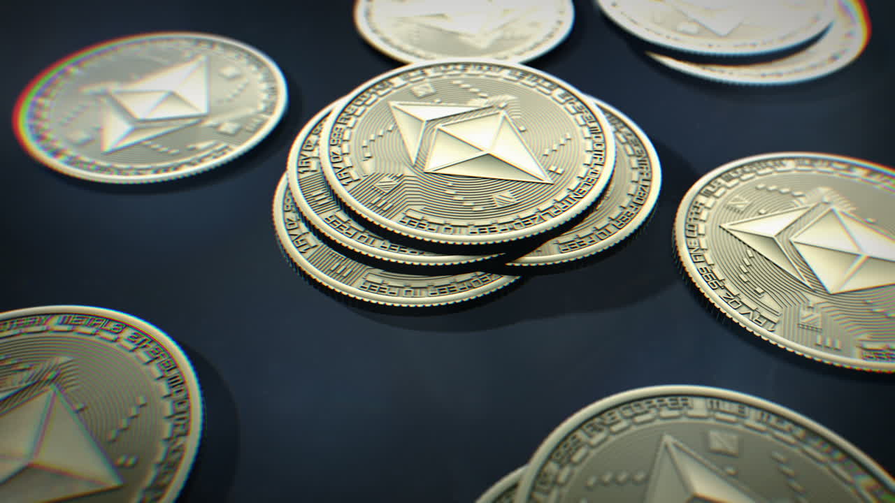 ciclo continuo di monete di criptovaluta ethereum rotanti