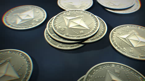 bucle sin fisuras de monedas de criptomoneda ethereum girando