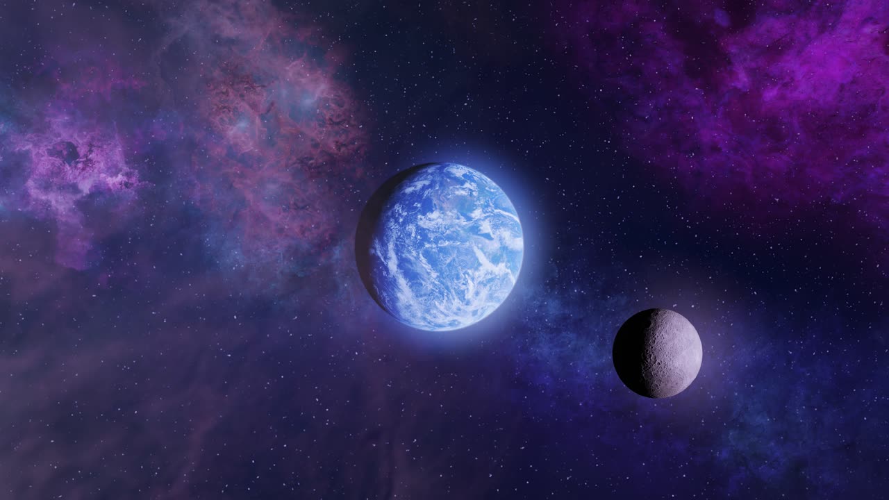la tierra y la luna en la nebulosa del espacio profundo
