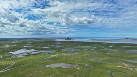 mont saint-michel's coastal environment is beautifully portrayed through drone