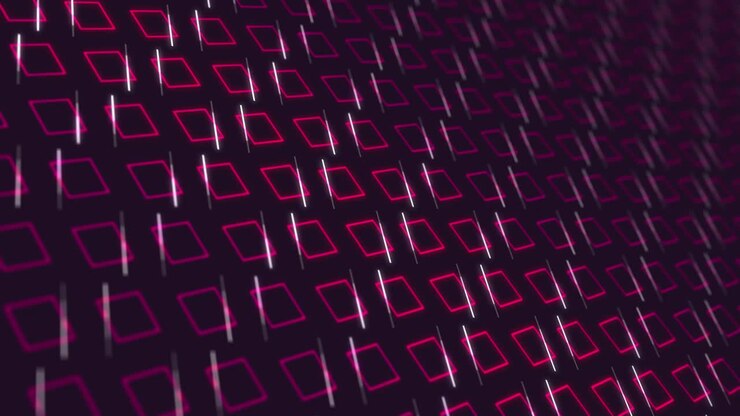 Animated Digital Grid Pattern with Glowing Pink Squares
