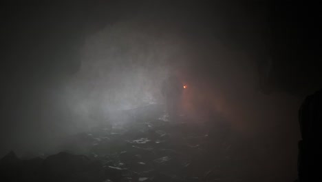 dark cave interior with fog