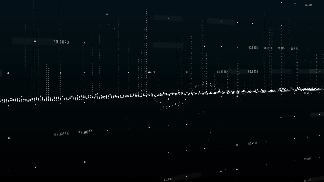 검은 바탕에 대한 데이터 처리 및 변화하는 숫자의 애니메이션