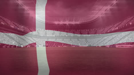 animation of flag of denmark over sports stadium