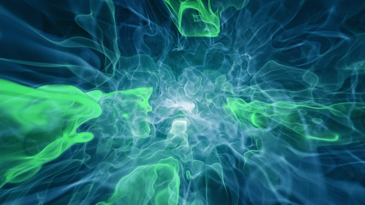 más profundo abajo piscina abstracta de ondas y luminescencia verde pulsante - animación de bucle sin costuras