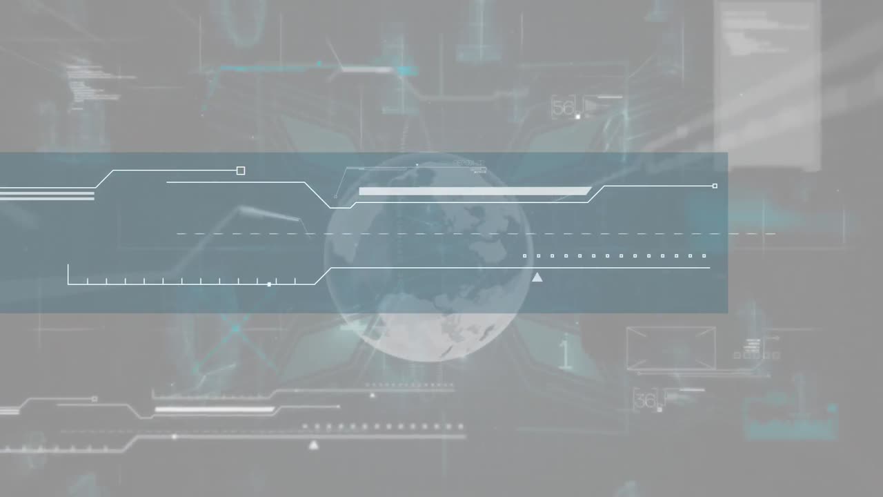 Animation of data processing over globe on grey background