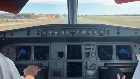 airbus a320 cockpit view during the taxi out in a real flight