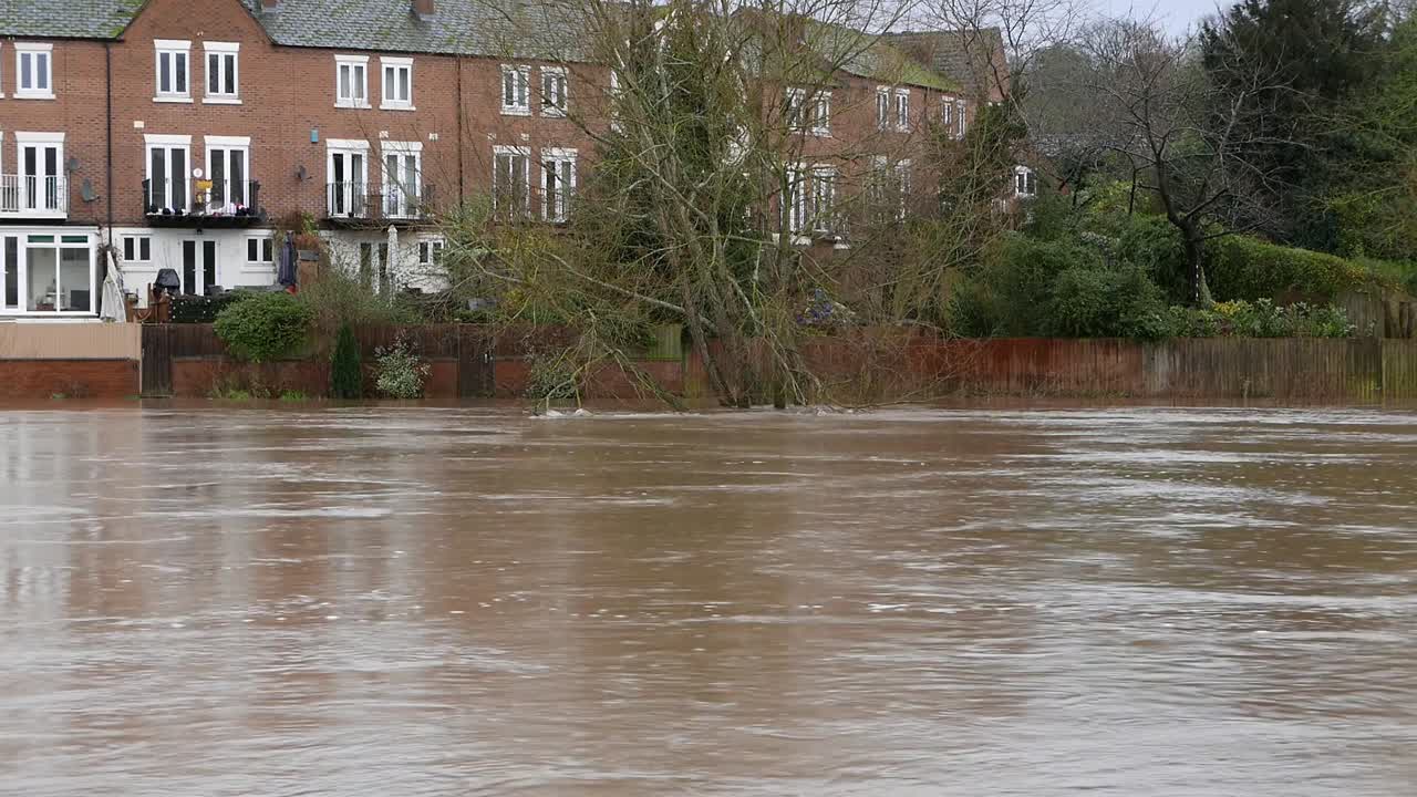 The River Severn in flood at Bewdley