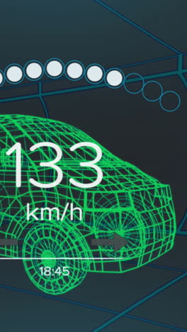 animación del velocímetro sobre el proyecto de furgoneta en el fondo de la marina