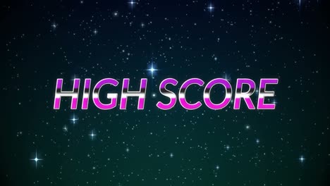 Animation-of-high-score-text-and-spots-on-black-background