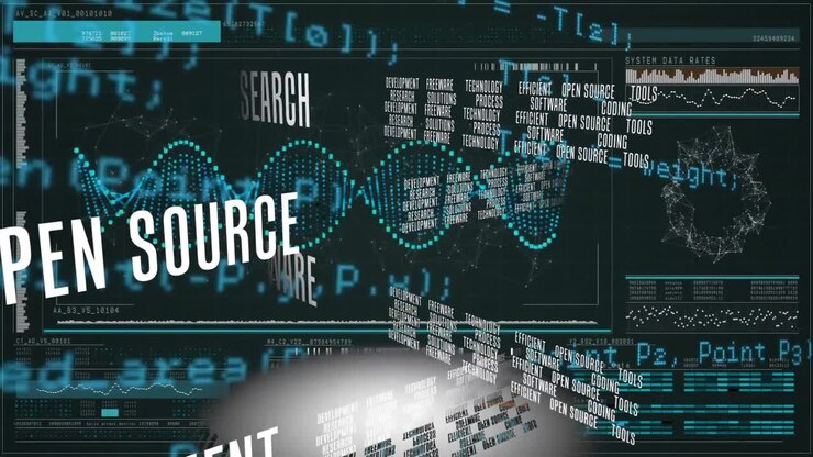 Анимация обработки текста и данных на фоне спирали ДНК