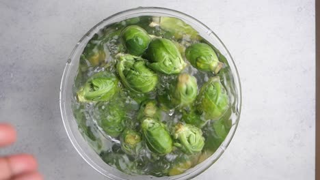 washing brussels sprouts