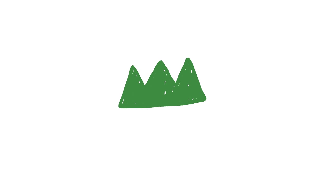 Icona montagna verde animata disegnata a mano