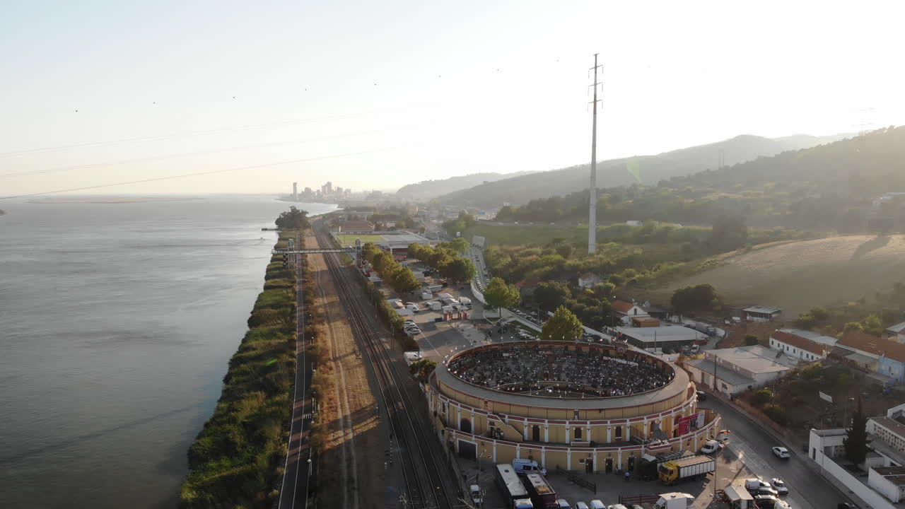 포르투갈 투우장의 4k 드론 영상