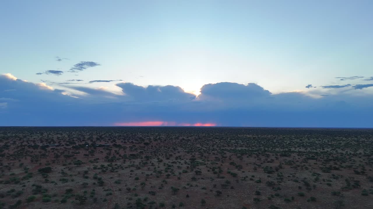 Rising drone view, revealing the southern Kalahari during early summer