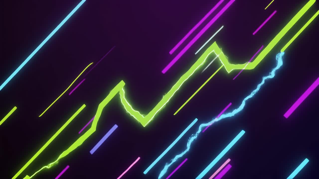 Linhas Abstratas de Neon e Energia Luminosa Movendo-se em Fundo Escuro