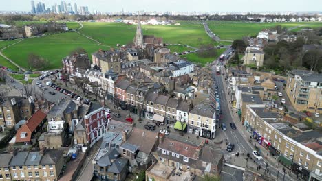 Blackheath-Village-High-Street-Im-Südosten-Londons-Drohne,-Luftaufnahme