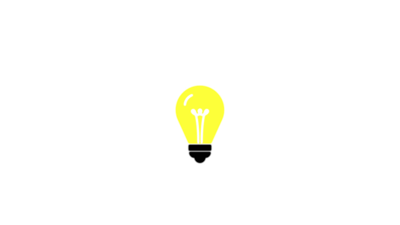 Lampadina animata che lampeggia con un'idea.