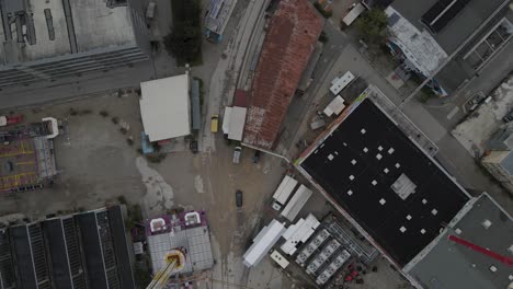 top down aerial view of contruction site in werksviertel mitte, munich, germany