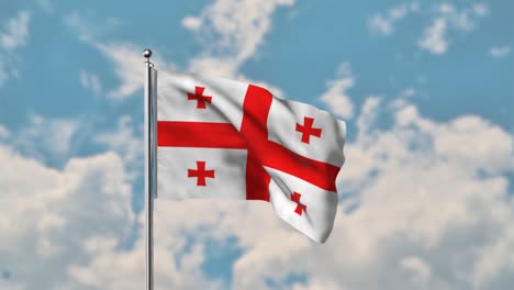 georgia flag waving in the blue sky realistic 4k video