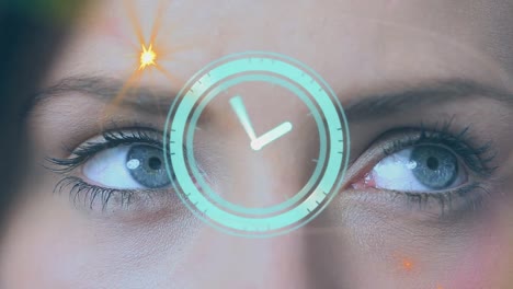 animación del reloj moviéndose sobre los ojos