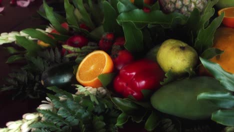 flowers and fruits for offering at the yagya fire ceremony hindu