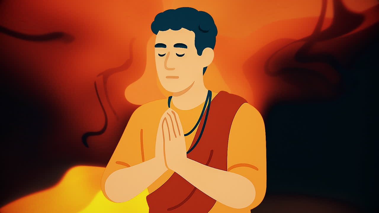 Praying Monk Illustration