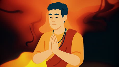 praying monk illustration