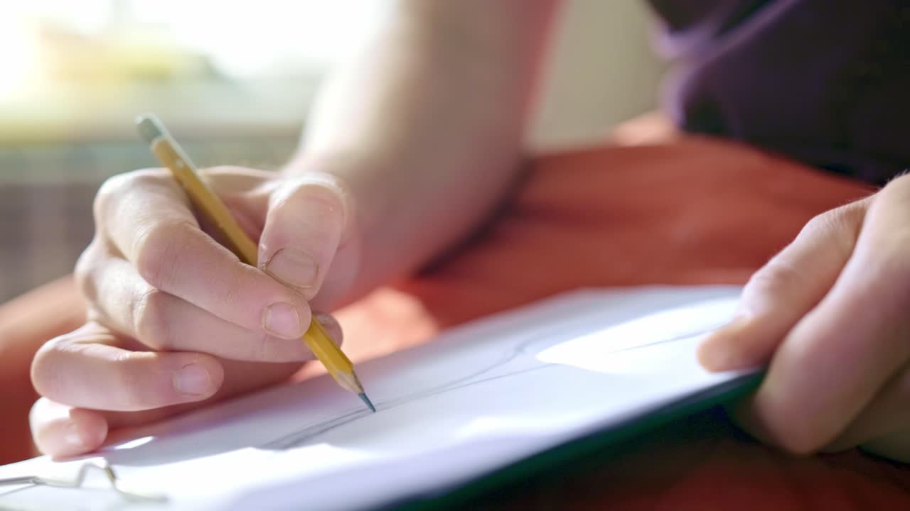 Person drawing with a pencil