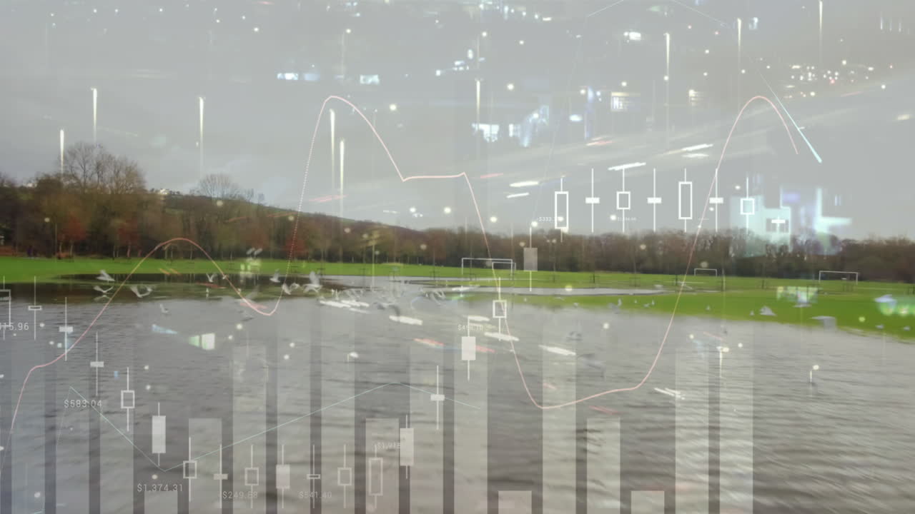 농업  ⁇ 과 풍경에 대한 금융 그래프의 애니메이션