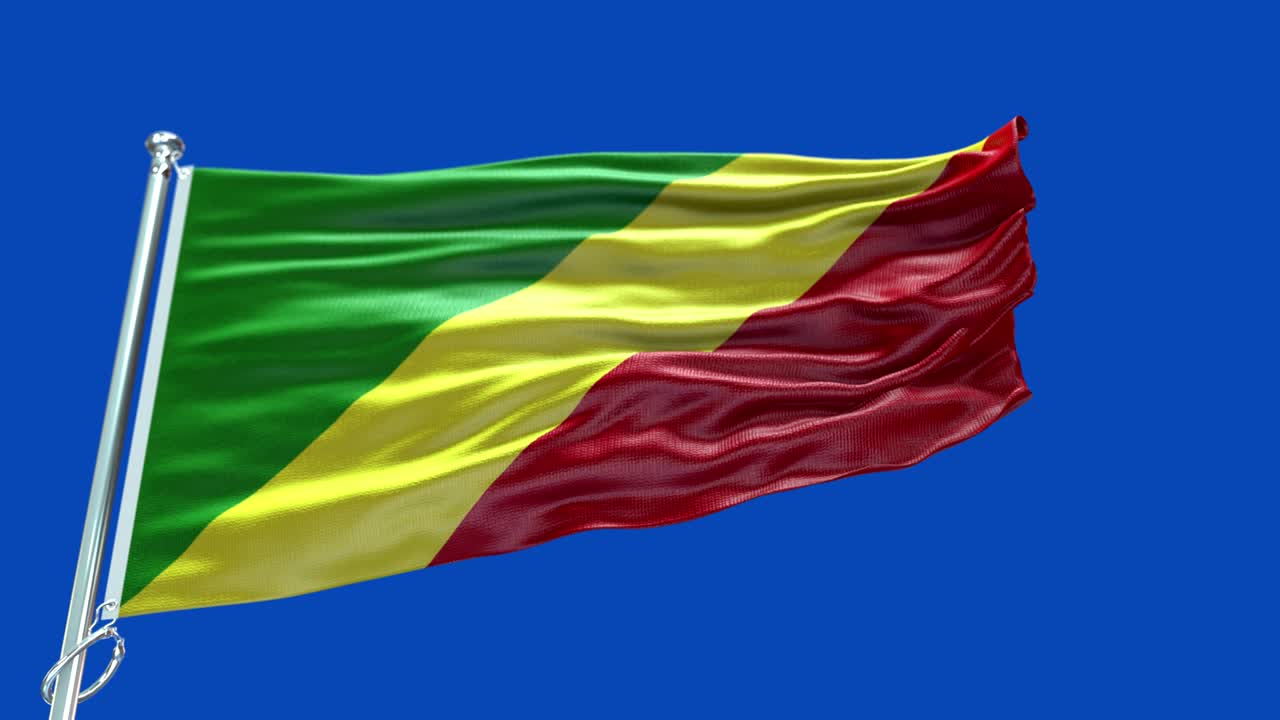 4k Highly Detailed Flag Of Congo Republic - Congo Republic Flag High Detail - National flag Congo Republic wave Pattern loopable Elements