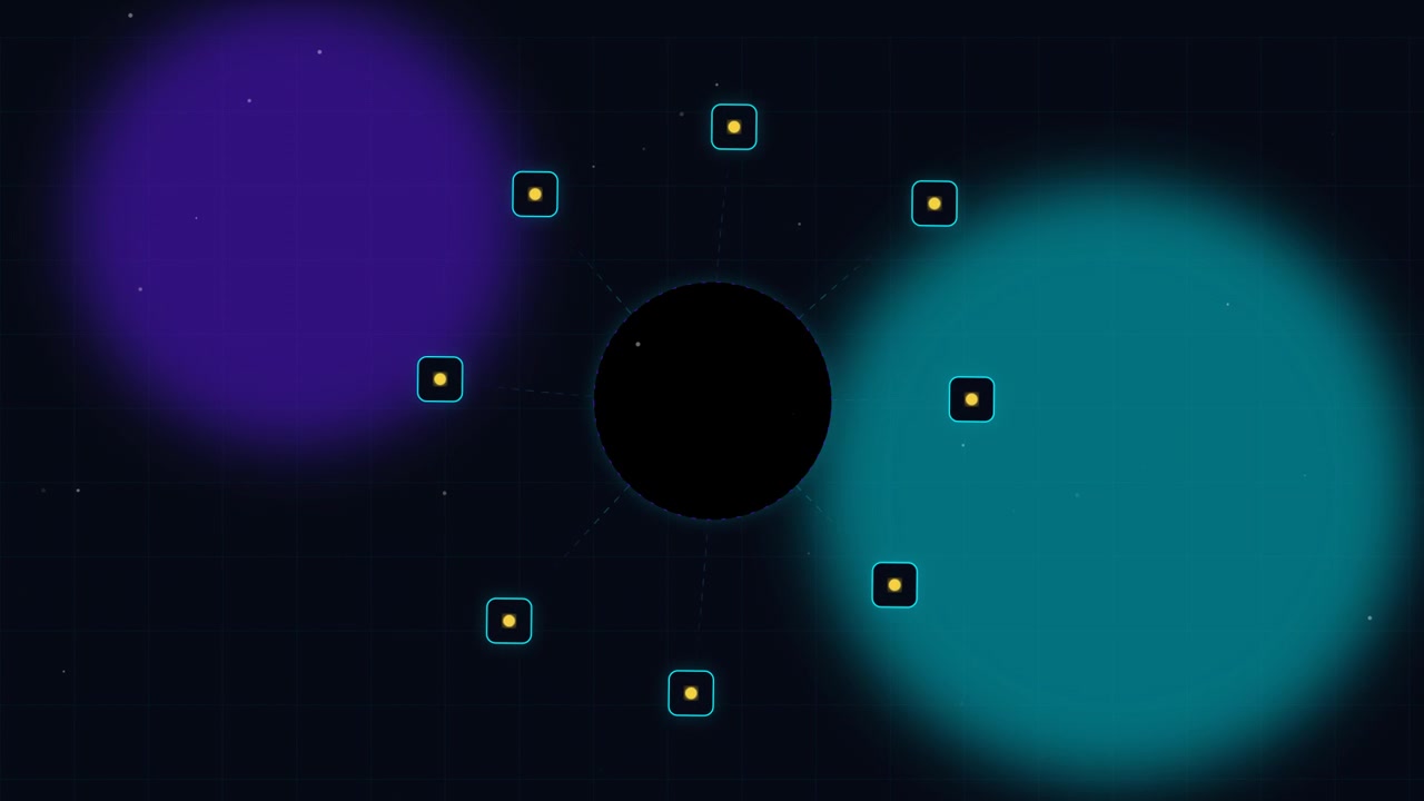 Abstract Digital Animation of Orbiting Data Nodes