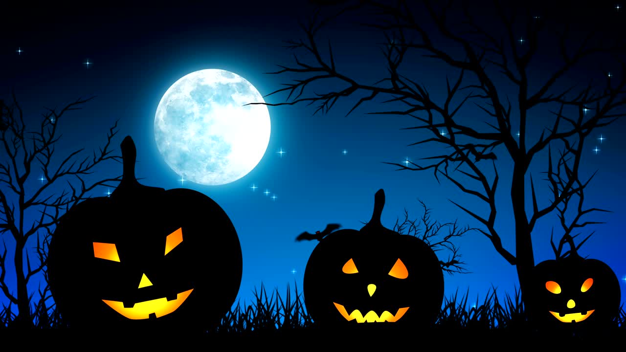 달빛 아래의 할로윈 호박