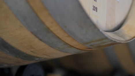 close-up view of a wooden wine barrel