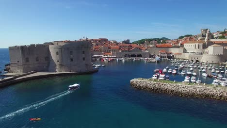 aerial view over the harbor at the old city of dubrovnik croatia