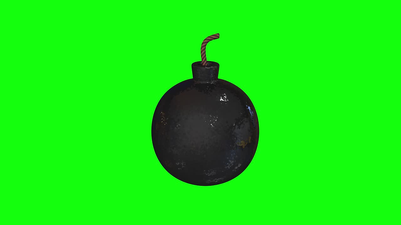 8 animations 3d black metal bomb detonation explosive atomic green screen boom chroma key