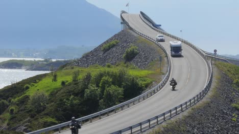 atlantic ocean road bikers on motorcycles.