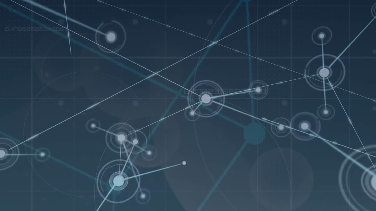 animación de la red de conexiones y cubos en espacio azul