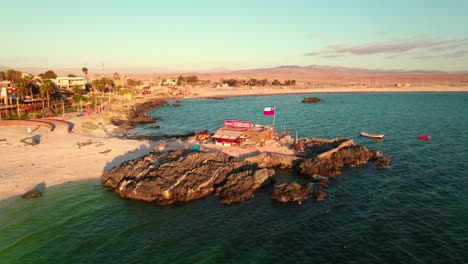 flyover of turquoise waters of bahia inglesa beach in the coquimbo region, chile