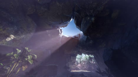 luz del sol dentro de una cueva misteriosa