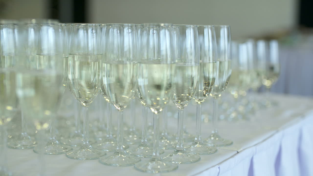 Muitas Taças de Champagne com Espumante Borbulhante 5